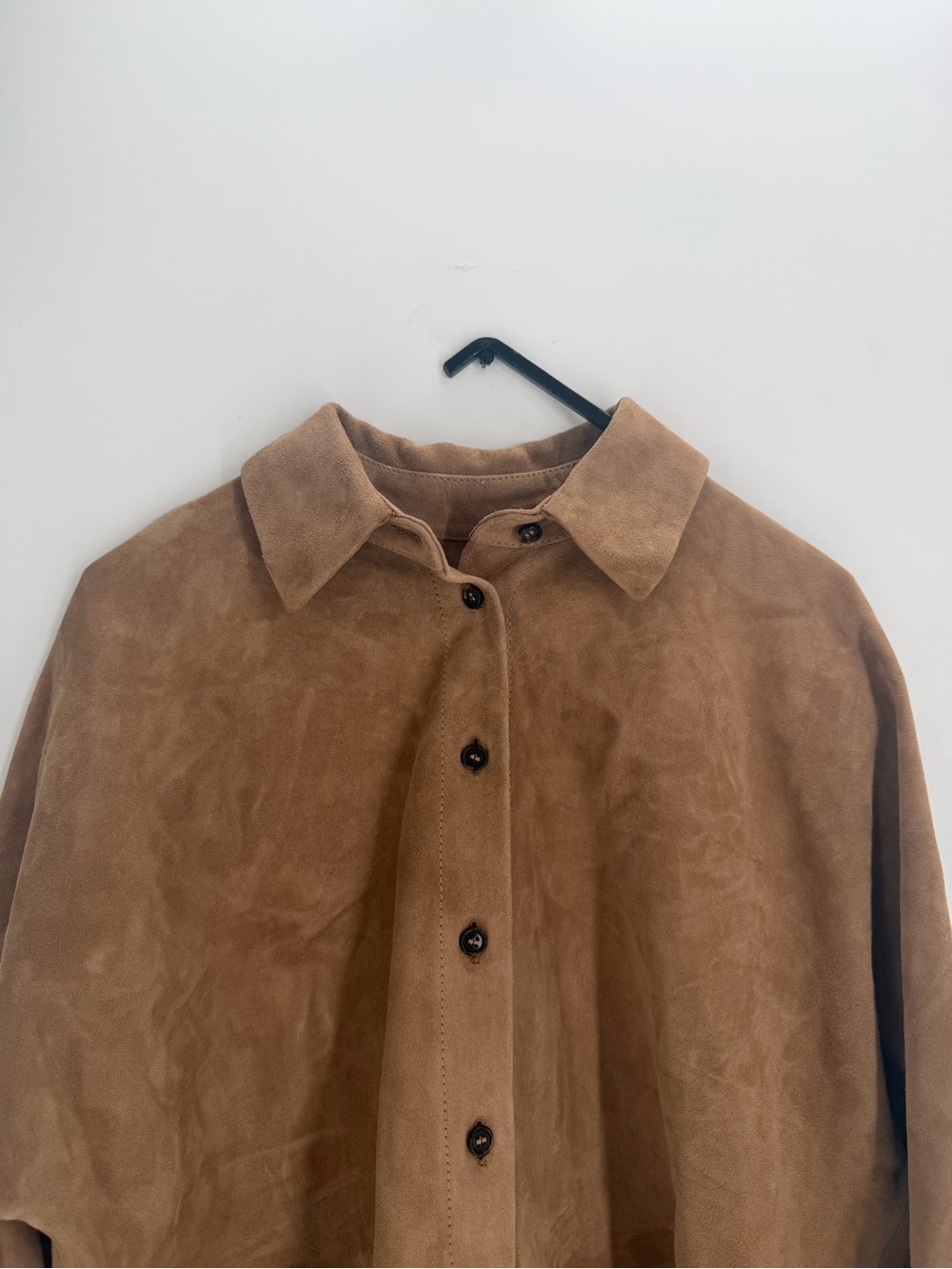 Cos 100% Premium Soft Suede Drawstring Cinched Waist Button Front Shirt Shacket